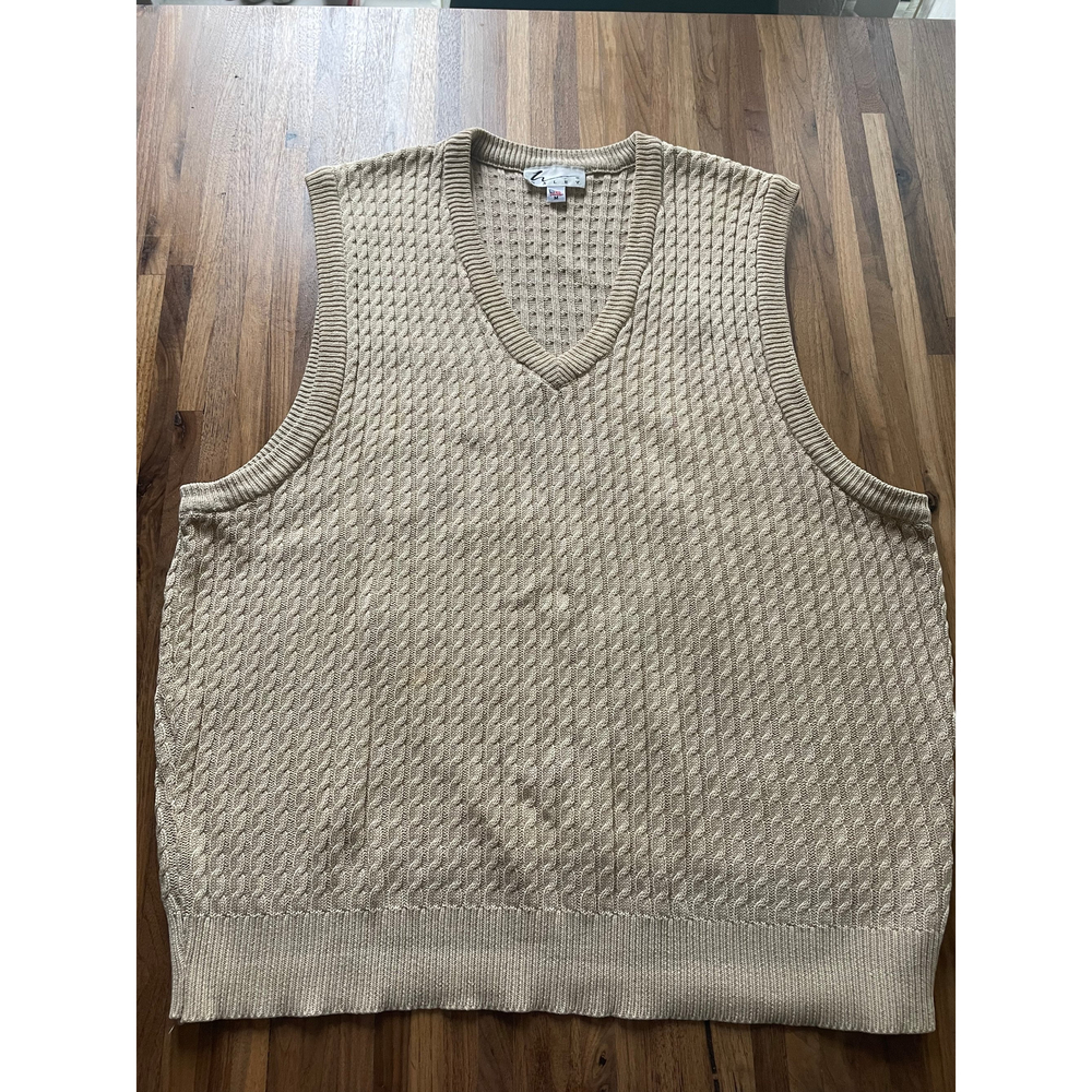 Vintage Oversized Knit Beige Vest